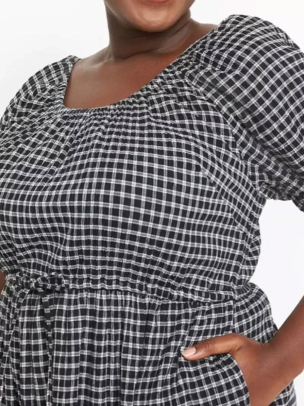 Lane Bryant Perfect Sleeve Tiered Midi Dress Black White Gingham Size 22